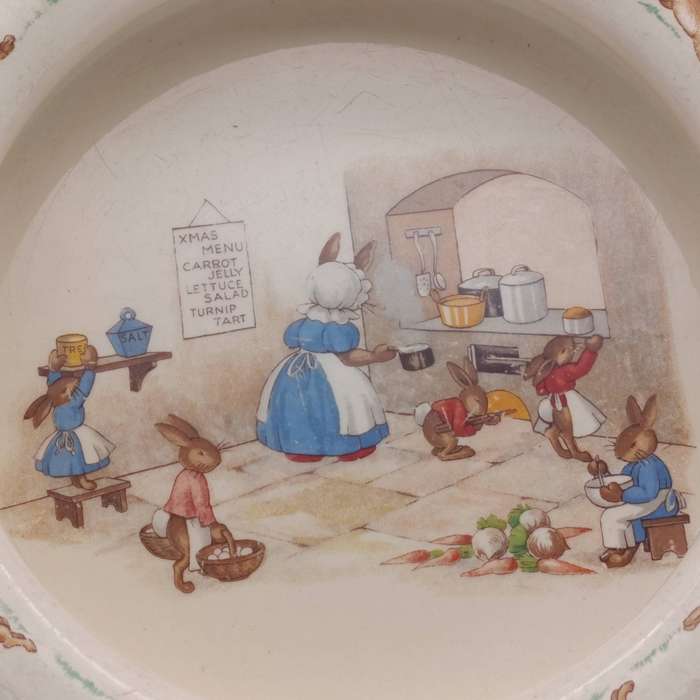 Royal Doulton Bunnykins Xmas menu porridge bowl