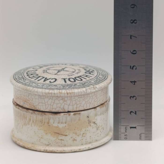 Antique Calvert's Carbolic Tooth paste ceramic lid with base