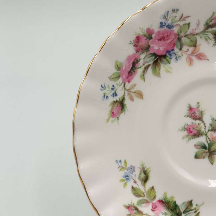 Vintage Royal Albert Moss Rose porcelain trio