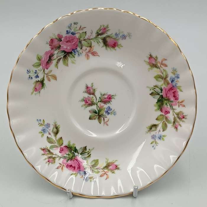 Vintage Royal Albert Moss Rose porcelain trio