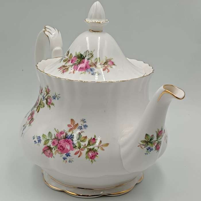 Vintage Royal Albert Moss Rose porcelain Tea Pot with Lid