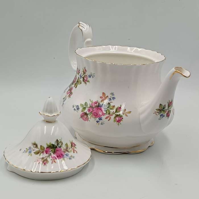 Vintage Royal Albert Moss Rose porcelain Tea Pot with Lid