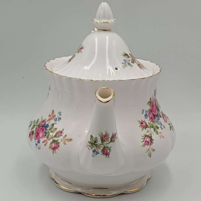 Vintage Royal Albert Moss Rose porcelain Tea Pot with Lid