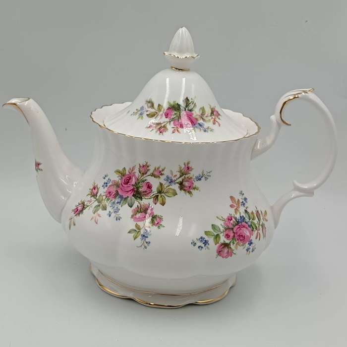 Vintage Royal Albert Moss Rose porcelain Tea Pot with Lid