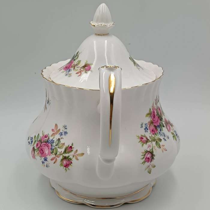 Vintage Royal Albert Moss Rose porcelain Tea Pot with Lid