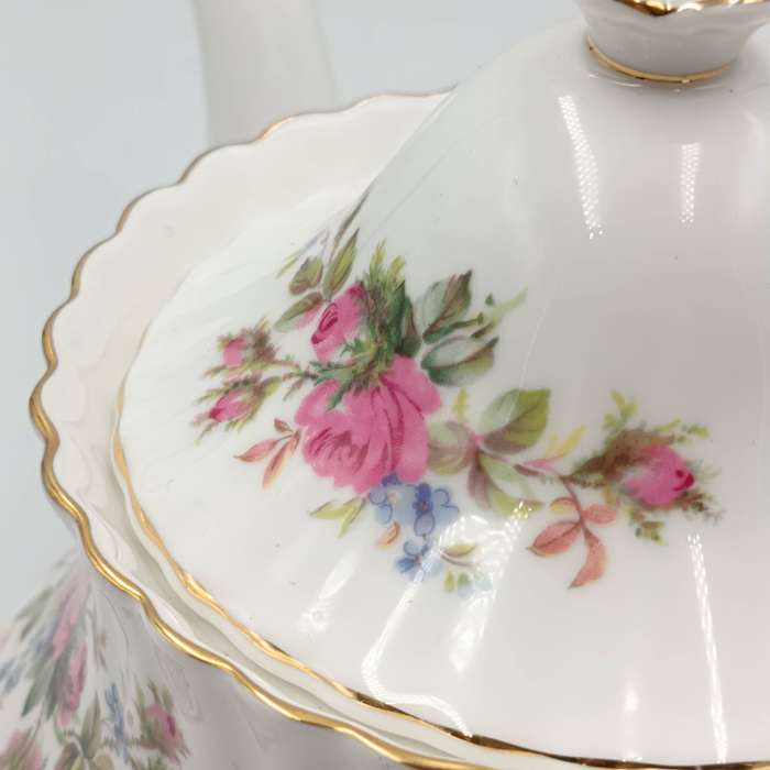 Vintage Royal Albert Moss Rose porcelain Tea Pot with Lid