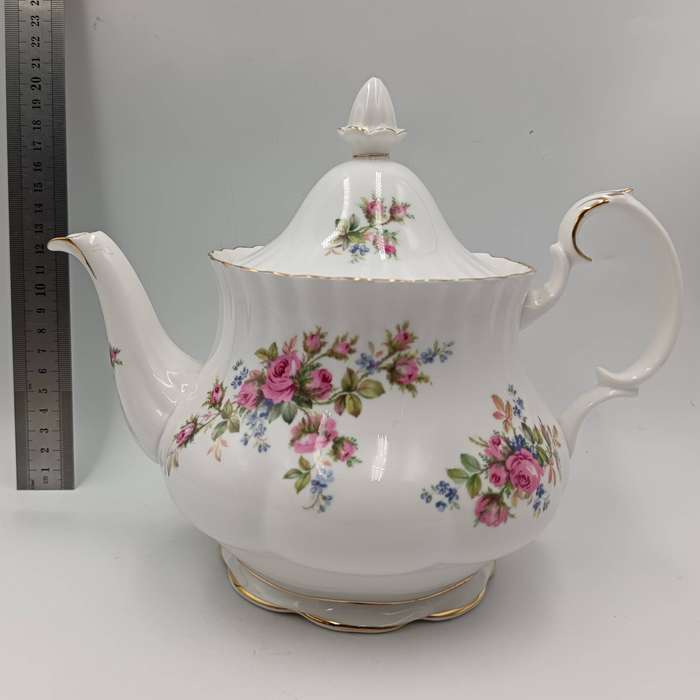 Vintage Royal Albert Moss Rose porcelain Tea Pot with Lid