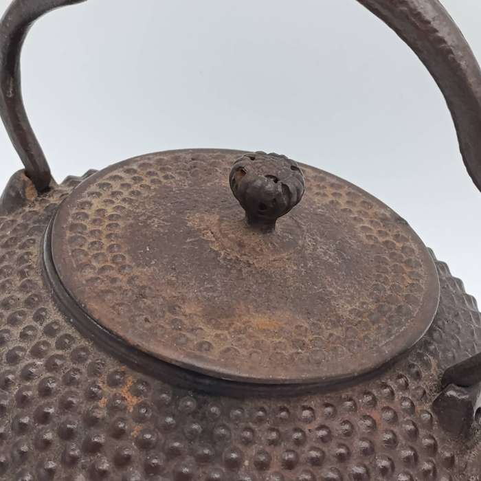 Antique 19th century Japanese cast iron teapot with makers mark below spout