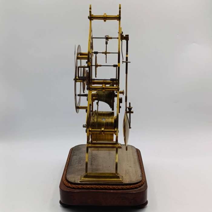Antique G&WE Etheridge brass skeleton clock - runs and stops