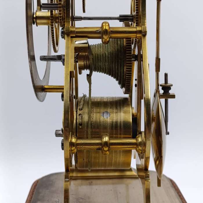 Antique G&WE Etheridge brass skeleton clock - runs and stops