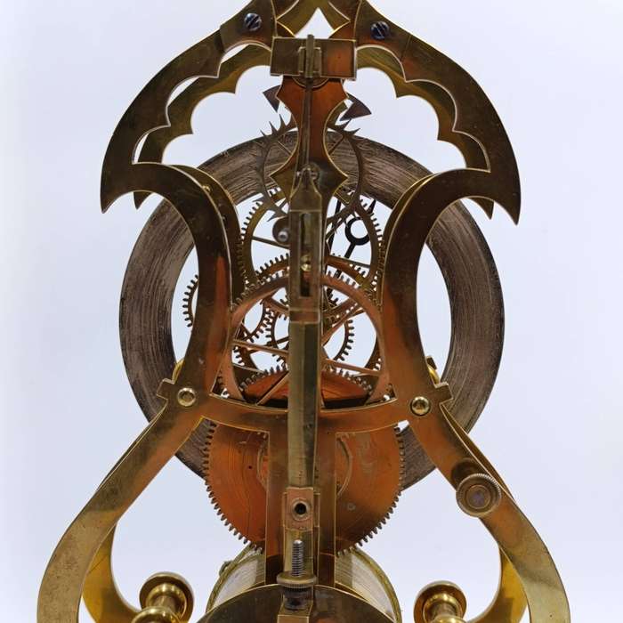 Antique G&WE Etheridge brass skeleton clock - runs and stops