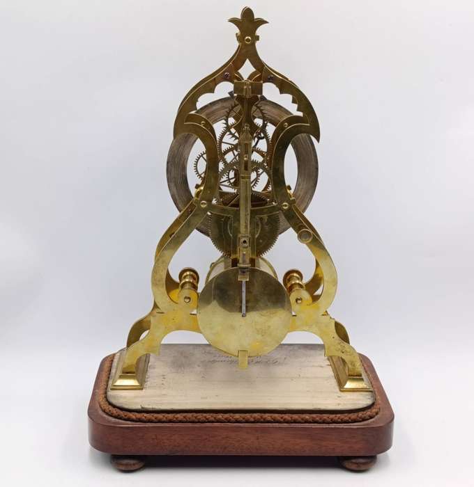 Antique G&WE Etheridge brass skeleton clock - runs and stops