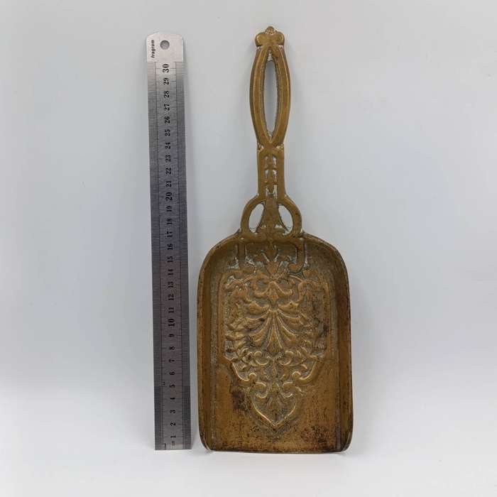 Antique solid brass coal scoop