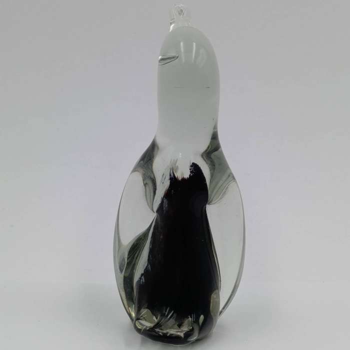 Vintage handmade glass penguin figurine paperweight