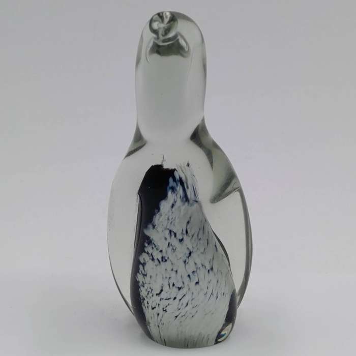 Vintage handmade glass penguin figurine paperweight