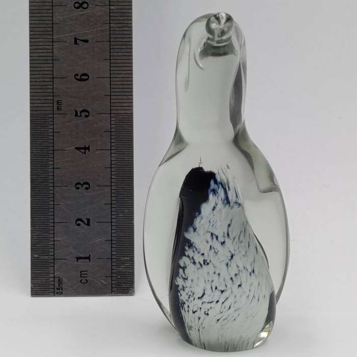Vintage handmade glass penguin figurine paperweight