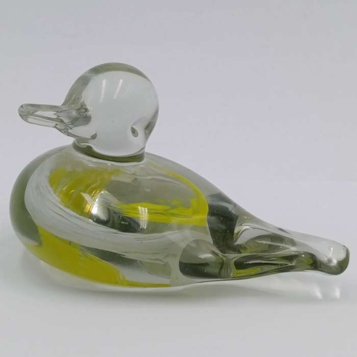 Vintage handmade glass duck paperweight figurine