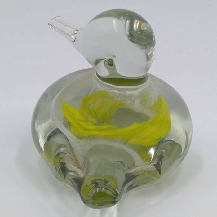 Vintage handmade glass duck paperweight figurine