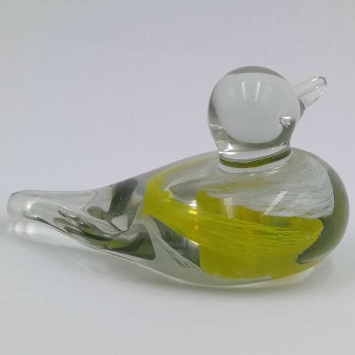 Vintage handmade glass duck paperweight figurine