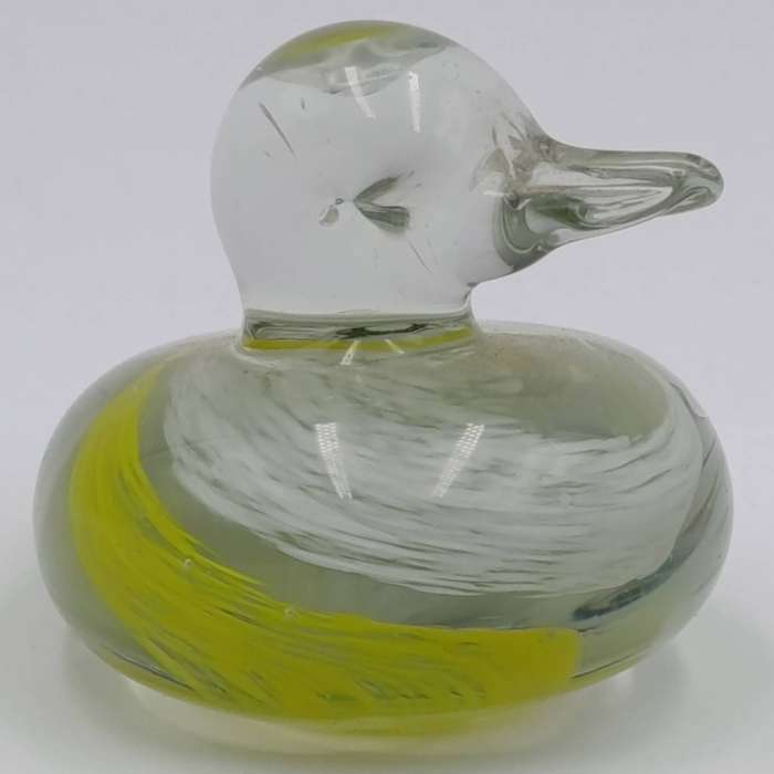 Vintage handmade glass duck paperweight figurine
