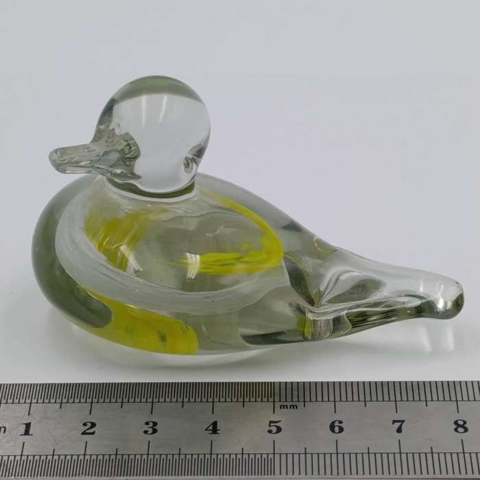 Vintage handmade glass duck paperweight figurine