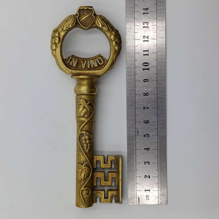 Vintage Veritas in Vino key shaped corkscrew and bottle opener