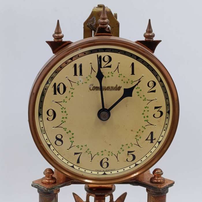 Vintage Commando 400 day anniversary dome clock with glass dome - suspension wire broken - height 28