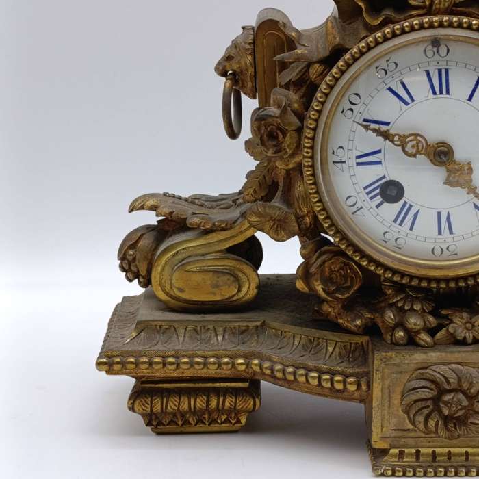 Antique French mantel clock with garniture candlesticks
