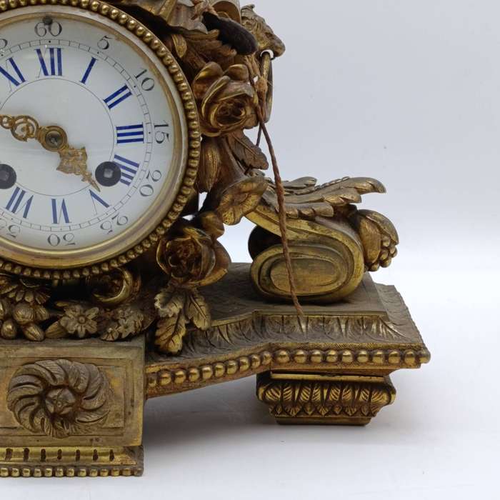 Antique French mantel clock with garniture candlesticks