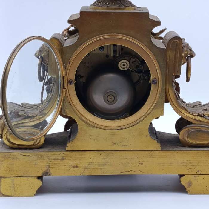 Antique French mantel clock with garniture candlesticks