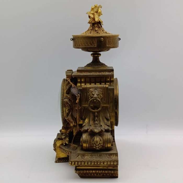 Antique French mantel clock with garniture candlesticks