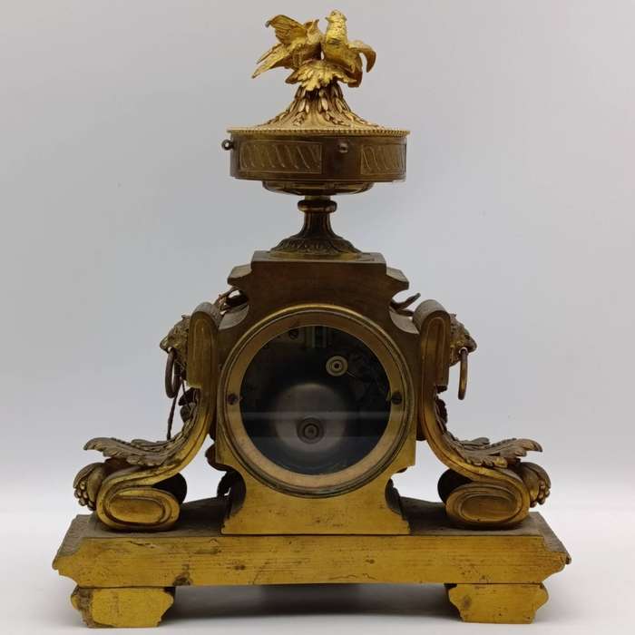 Antique French mantel clock with garniture candlesticks