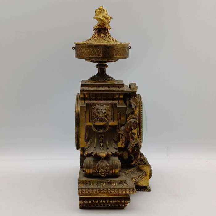Antique French mantel clock with garniture candlesticks