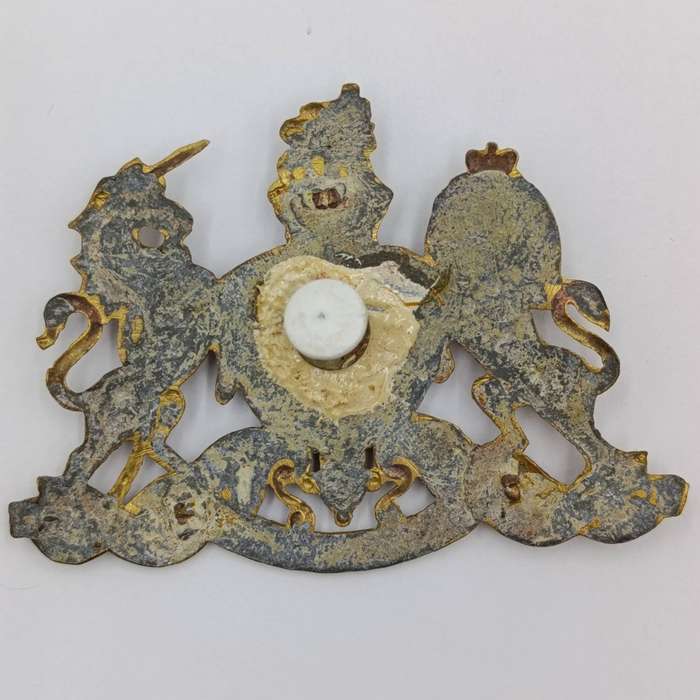 Royal Army Household Cavalry helmet plate badge - no pins and lead filled