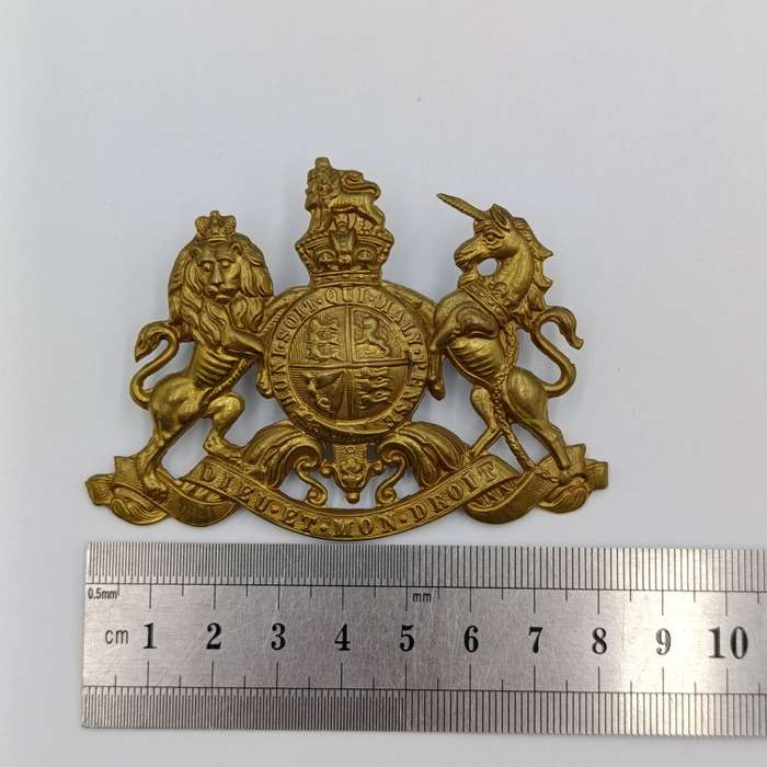 Royal Army Household Cavalry helmet plate badge - no pins and lead filled