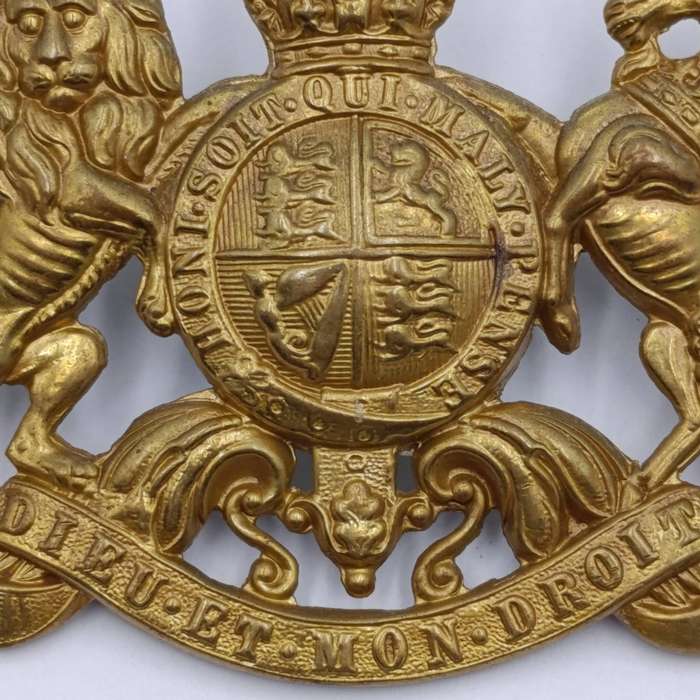 Royal Army Household Cavalry helmet plate badge - no pins and lead filled