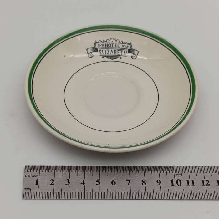 Vintage Hotel Elizabeth porcelain cup and saucer - crack on handle