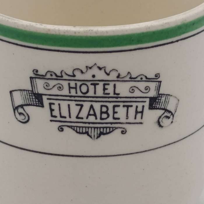 Vintage Hotel Elizabeth porcelain cup and saucer - crack on handle