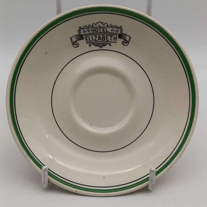 Vintage Hotel Elizabeth porcelain cup and saucer - crack on handle