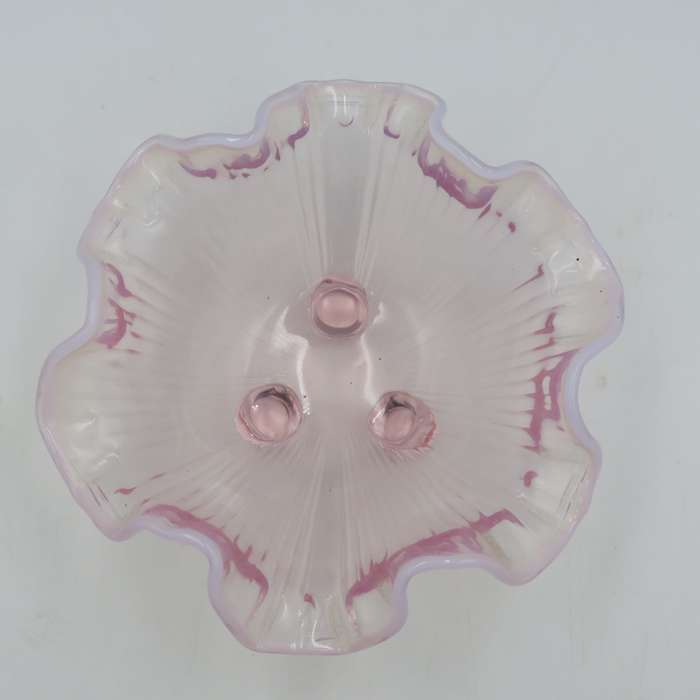 Vintage Pink glass ruffled rim bowl
