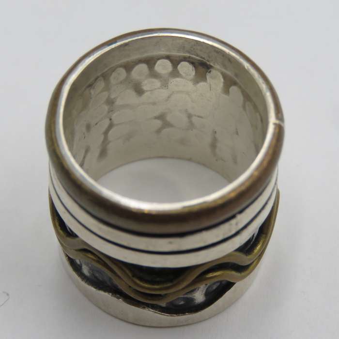 Sterling silver rustic spinner ring - weighs 18.7g