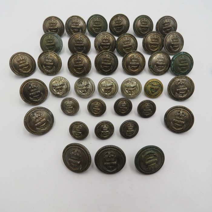 Lot of 38 Royal Navy uniform buttons