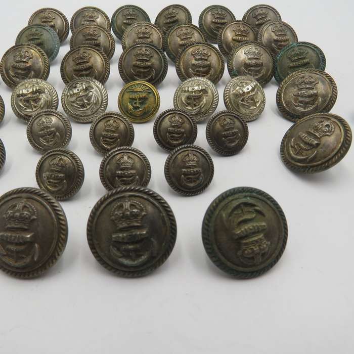 Lot of 38 Royal Navy uniform buttons