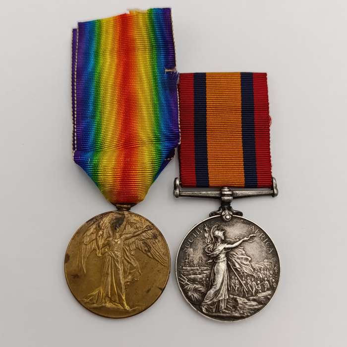 Boer War QSA medal and WW1 Victory medal issued to 2nd Corporal W.R Evans