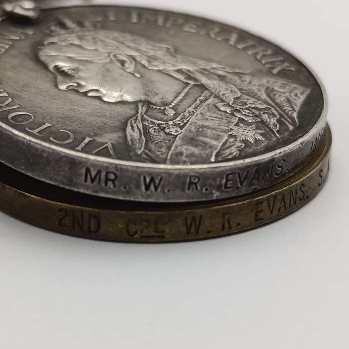Boer War QSA medal and WW1 Victory medal issued to 2nd Corporal W.R Evans