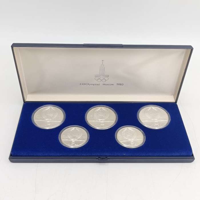 1980 Moscow olympics set of 5 silver coins in box