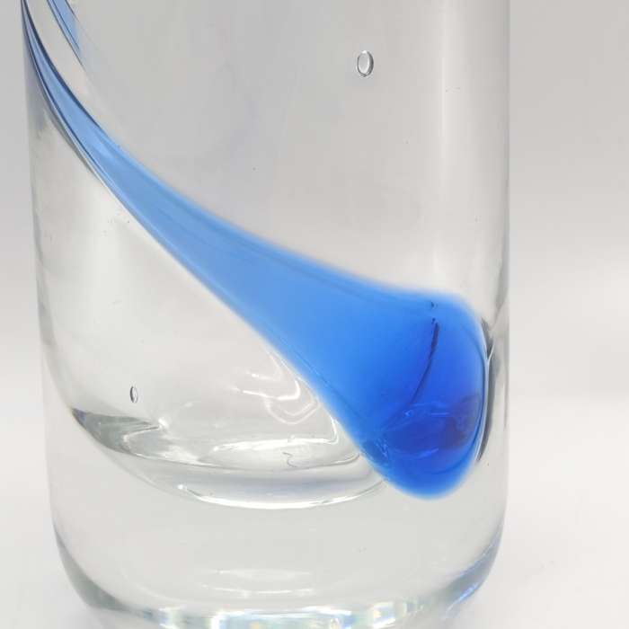 Vintage glass vase with cobalt blue swirl