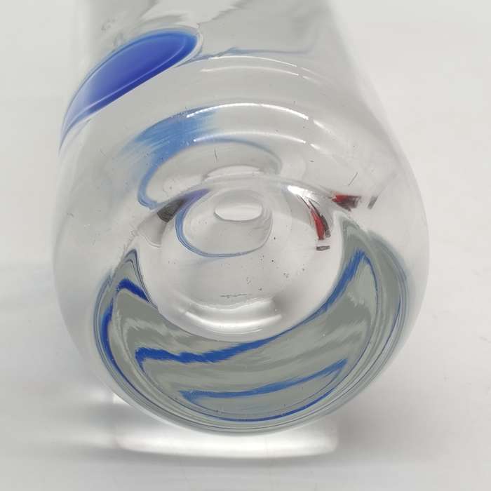 Vintage glass vase with cobalt blue swirl