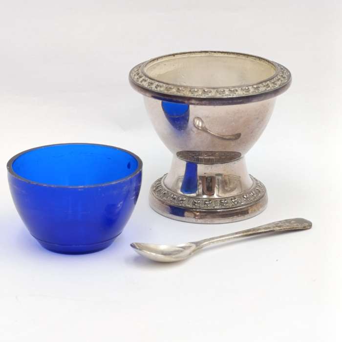 Vintage Silver-plated Mustard pot with spoon