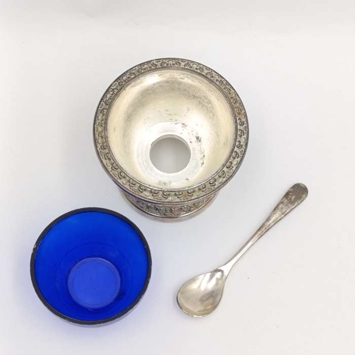 Vintage Silver-plated Mustard pot with spoon